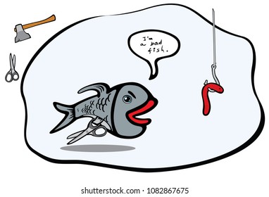 Fish with scissors