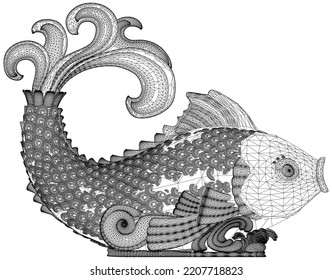 Fish Sculpture Vector 01. Illustration Isolated On White Background. A Vector Illustration Of A Fish.