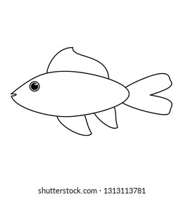 Fish sea animal cartoon in black and white