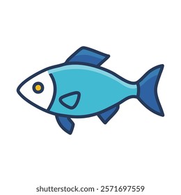 Fish sea animal isolated icon vector illustration graphic design in blue and white