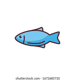 fish sea animal line color style icon vector illustration design