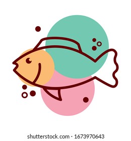 fish sea animal line and color style icon vector illustration design