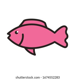 fish sea animal line and fill style icon vector illustration design