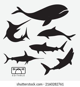 Fish Sea Animal Silhouette Set