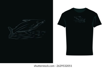 Fish sea animal sketch t-shirt design illustration, Boal Fish vector, Rup chada Fish Black And White Vector