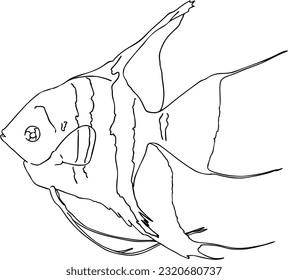 Fish sea animal that swims in the water doodle linear cartoon coloring