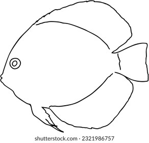 Fish sea animal that swims in the water doodle linear cartoon coloring