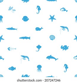 fish and sea life icons seamless pattern eps10