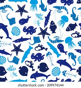 fish and sea life seamless pattern eps10