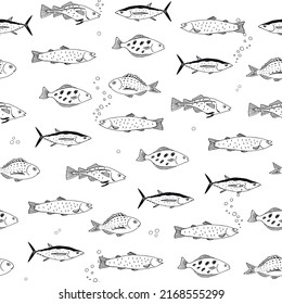 Fish sea life vector seamless pattern