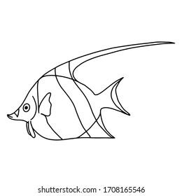 The fish of the sea or river.Coloring pages for adults or children.Black and white image.Doodle coloring book.Vector illustration