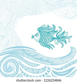 Fish and sea. Vector illustration
