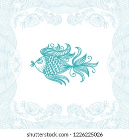 Fish and sea. Vector illustration