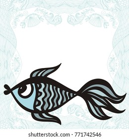 Fish and sea. Vector illustration.