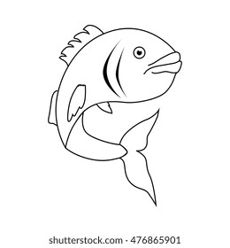 fish sea wildlife food icon isolated