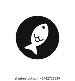 Fish seafood black and white vector icon