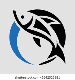 fish seafood blue fin colorful vector art logo