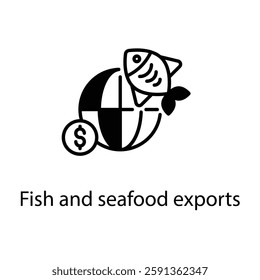 Fish and seafood exports vector icon stock illustration