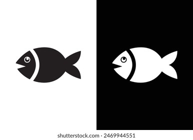 Fish or seafood flat icon for food apps and websites. Fish icon vector set isolated on white black background. food illustration sign collection.