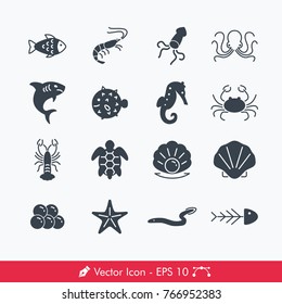 Fish and Seafood Icons / Vectors Set
