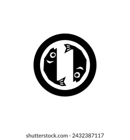 fish, seafood, Japanese family crest style vector symbol design