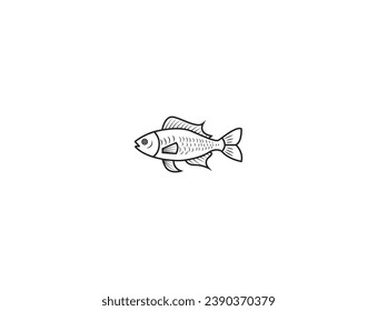 Fish or seafood line art icon. Hand drawn outline sketch.
Fish vector  illustration. 