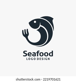 Fish seafood logo design vector