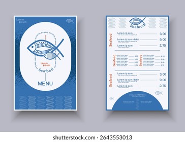 Fish, seafood menu template, ocean sea dish restaurant card background