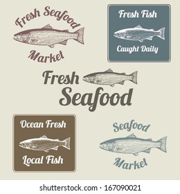 Fish and Seafood related labels and signs