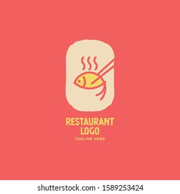 Fish and seafood restaurant logo, BBQ Fish and Sushi logo, Fish logo with minimalis style