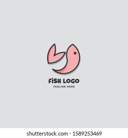 Fish and seafood restaurant logo, BBQ Fish and Sushi logo, Fish logo with minimalis style