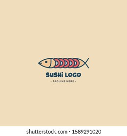 Fish and seafood restaurant logo, BBQ Fish and Sushi logo, Fish logo with minimalis style