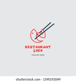 Fish and seafood restaurant logo, BBQ Fish and Sushi logo, Fish logo with minimalis style