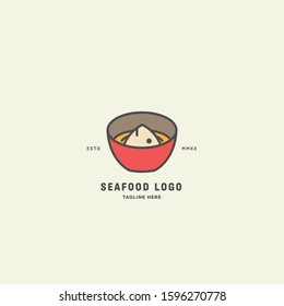 Fish and seafood restaurant logo, BBQ Fish and Sushi logo, Fish logo with minimalis style