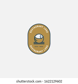 Fish and seafood restaurant logo, BBQ Fish and Sushi logo, Fish logo with minimalis style