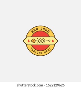 Fish and seafood restaurant logo, BBQ Fish and Sushi logo, Fish logo with minimalis style