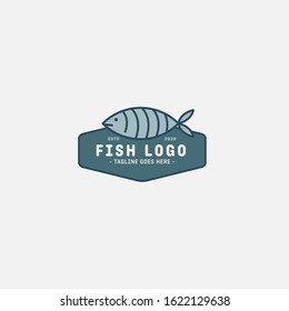 Fish and seafood restaurant logo, BBQ Fish and Sushi logo, Fish logo with minimalis style