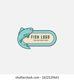 Fish and seafood restaurant logo, BBQ Fish and Sushi logo, Fish logo with minimalis style