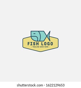 Fish and seafood restaurant logo, BBQ Fish and Sushi logo, Fish logo with minimalis style