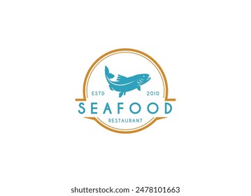 Diseño de logotipo de restaurante de pescado y mariscos. Diseño de logotipo de pescado fresco