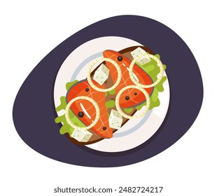 Fish seafood salmon tuna, tilapia, dish meal isolated concept. Cooking ingredient restaurant menu concept. Vector cartoon graphic design element 
illustration