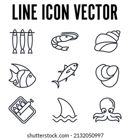Fish and seafood set icon symbol template for graphic and web design collection logo vector illustration