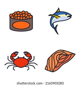 Fish and seafood set icon symbol template for graphic and web design collection logo vector illustration