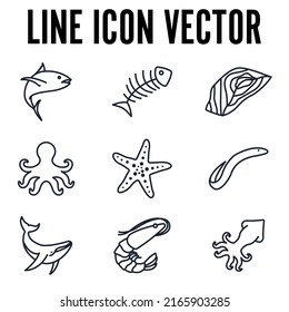 Fish and seafood set icon symbol template for graphic and web design collection logo vector illustration
