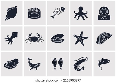 Fish and seafood set icon symbol template for graphic and web design collection logo vector illustration