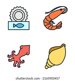 Fish and seafood set icon symbol template for graphic and web design collection logo vector illustration