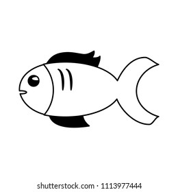 Fish seafood symbol in black and white