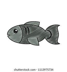 Fish seafood symbol scribble