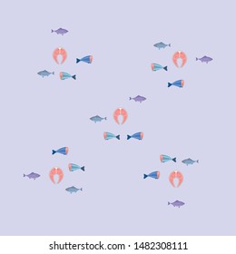 Fish, seafood. Vector seafood. Food and restaurant design.
