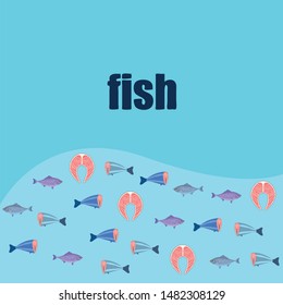 Fish, seafood. Vector seafood. Food and restaurant design.
